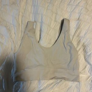 Aerie White Ribbed Sports Bralette